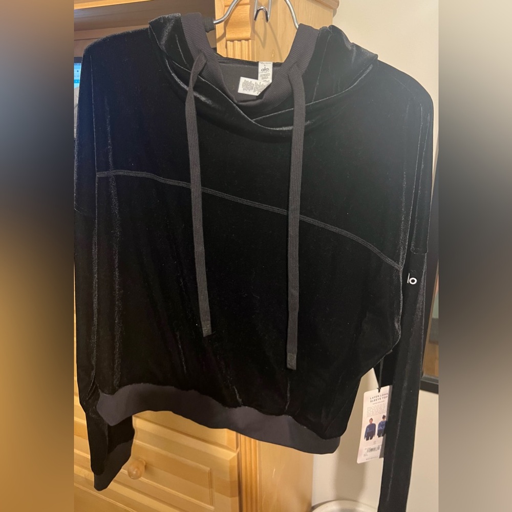 NWT ALO Yoga Shimmering Long Sleeve Top/Cropped Hoodie